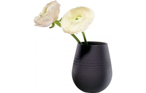 Villeroy & Boch Vaso Carré Piccolo 14cm in Porcellana Nero - Superficie Opaca e Struttura Appariscente