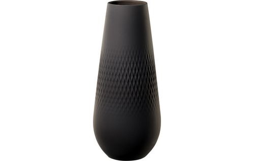 Villeroy & Boch Collier Noir Vaso Carré Alto in Porcellana Premium Nero 11.5x11.5x26 cm