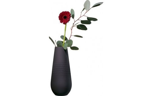 Villeroy & Boch Collier Noir Vaso Carré Alto in Porcellana Premium Nero 11.5x11.5x26 cm