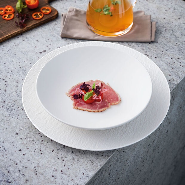 Villeroy & Boch Manufacture Rock Piatto Gourmet Rotondo 32 cm Porcellana Bianco con Finitura Opaca Effetto Ardesia