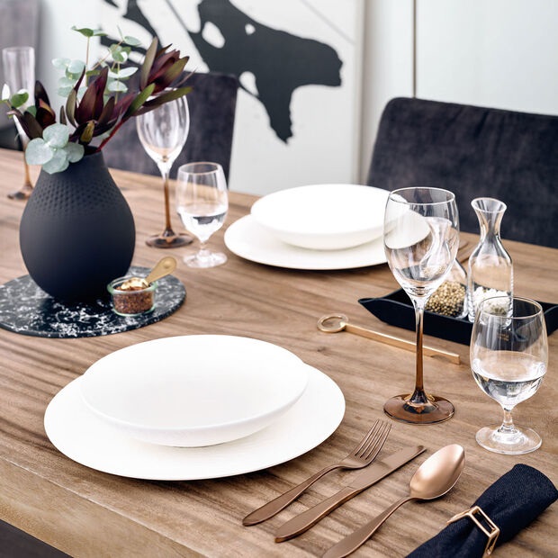 Villeroy & Boch Manufacture Rock Piatto Gourmet Rotondo 32 cm Porcellana Bianco con Finitura Opaca Effetto Ardesia