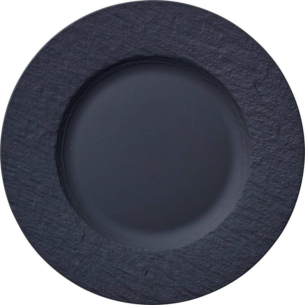 Villeroy & Boch Manufacture Rock Piatto da Dessert Rotondo in Porcellana Premium Nero 22 cm con Finitura Effetto Ardesia