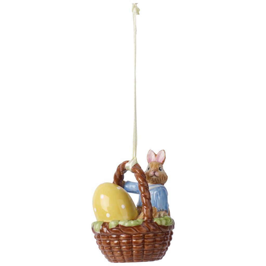Villeroy & Boch Bunny Tales Ornamento a Forma di Cestino Coniglio Max - Decorazione Pasquale in Porcellana Dipinta a Mano 6cm