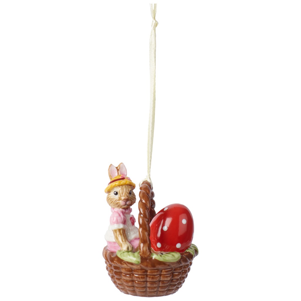 Villeroy & Boch Bunny Tales Ornamento a Forma di Cestino Coniglio Anna in Porcellana - Decorazione Pasquale 6cm