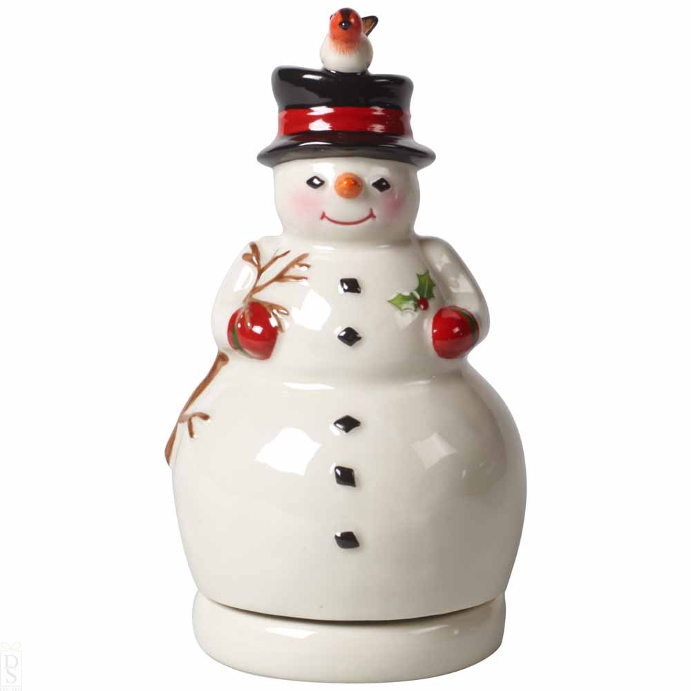 Villeroy & Boch Nostalgico Melody Pupazzo di Neve Rotante con Carillon - Decorazione Natalizia in Porcellana, 9 x 9 x 17 cm