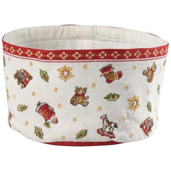 Villeroy & Boch Toy's Delight Cestino per Pane in Cotone Rosso/Multicolore 15x23 cm con Motivi Natalizi