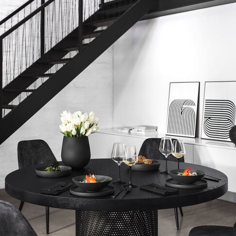Villeroy & Boch Iconic La Boule Set da Tavola 7 Pezzi per 2 Persone in Porcellana Nero