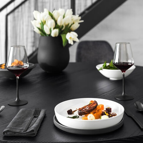 Villeroy & Boch Iconic La Boule Porcellana Nero, Bianco Rotondo Set da portata