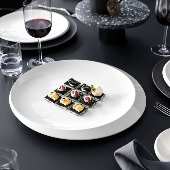 Villeroy & Boch NewMoon Piatto Gourmet Rotondo 37 cm Bianco in Porcellana Premium, Lavabile in Lavastoviglie e Adatto per Microonde