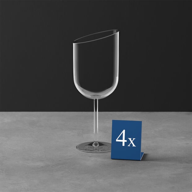 Villeroy & Boch NewMoon Calice da Vino Rosso 405 ml - Set di 4 Bicchieri in Cristallo con Design Asimmetrico, Lavabili in Lavastoviglie