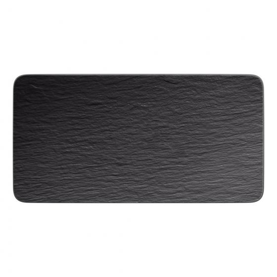 Villeroy & Boch Manufacture Rock Piatto di Servizio Rettangolare in Porcellana Premium Nero - 37 x 18 cm