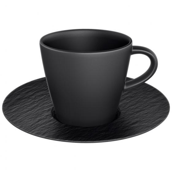 Villeroy & Boch Manufacture Rock Tazzina Espresso 100ml con Piattino 12cm Nero in Porcellana