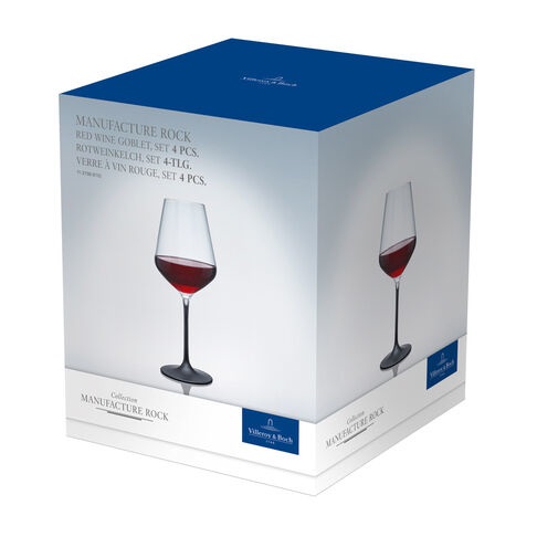 Villeroy & Boch Manufacture Rock Set di 4 Bicchieri da Vino Rosso 470 ml in Cristallo Elegante