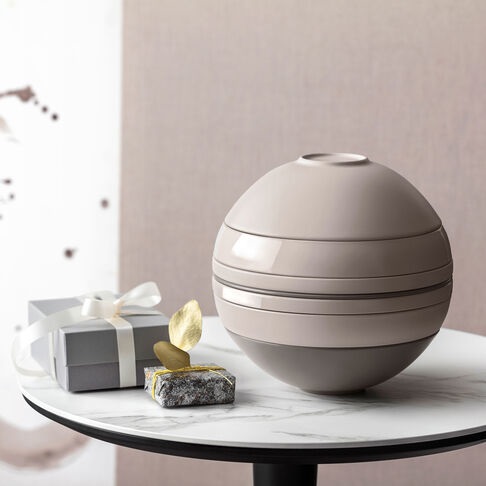 Villeroy & Boch Iconic La Boule Beige Set da Tavola 7 Pezzi per 2 Persone in Porcellana Premium