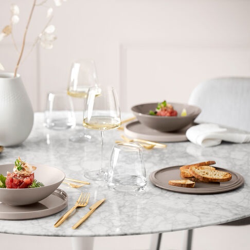 Villeroy & Boch Iconic La Boule Beige Set da Tavola 7 Pezzi per 2 Persone in Porcellana Premium