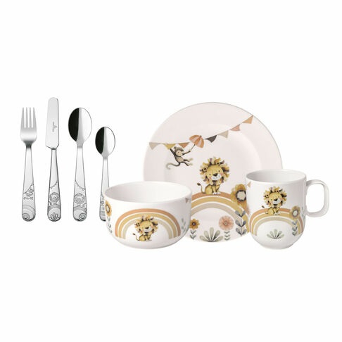 Villeroy & Boch Boho Kids Roar Lion Set Pappa Bimbo 7 Pezzi Porcellana Multicolore