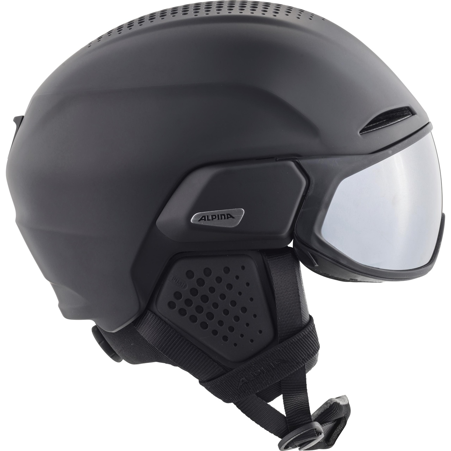 ALPINA Alto Q Lite Casco da Sci Unisex Adulto Black Matt 51-55 cm con Visiera 2 in 1 e Interno in Lana di Pecora