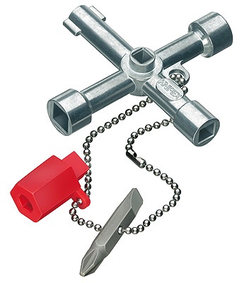 Knipex Chiave Universale per Quadri e Armadi Elettrici - Lunghezza 76 mm, per Sistemi di Chiusura Comuni, con Inserto per Viti