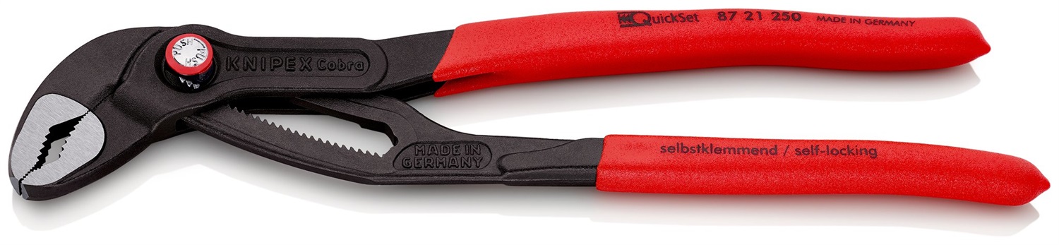 Knipex Cobra QuickSet 250 mm - Pinza regolabile con regolazione rapida, ganasce autobloccanti e manici rivestiti