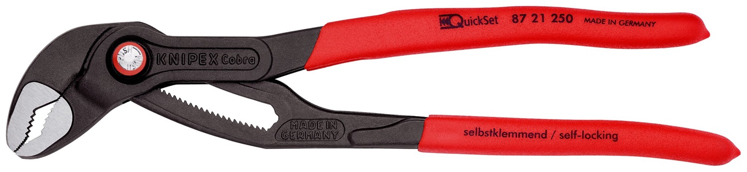 Knipex Cobra QuickSet 250 mm - Pinza regolabile con regolazione rapida, ganasce autobloccanti e manici rivestiti