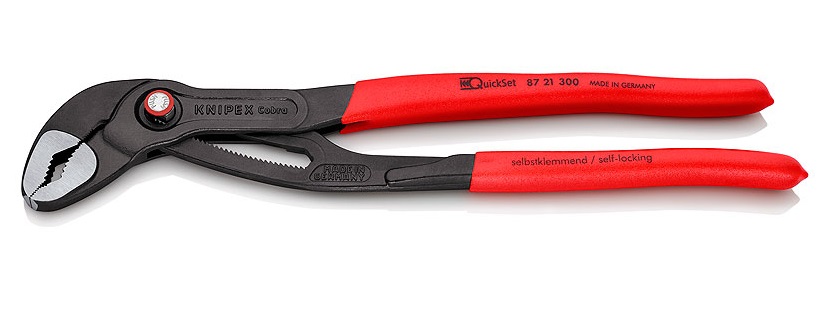 Knipex Cobra Quickset Pinza Regolabile 300 mm Bonderizzata Grigia con Rivestimento Antiscivolo e Regolazione Rapida