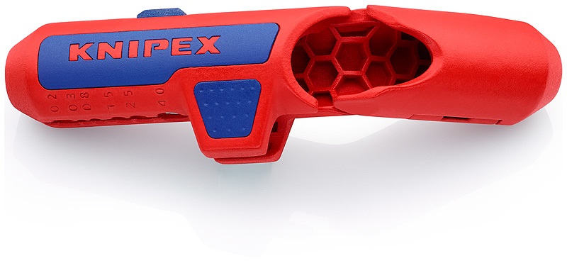 Knipex ErgoStrip Utensile Spelacavi Universale - Capacità di strappo 8-13 mm, Lunghezza 135 mm, Colore Blu/Rosso