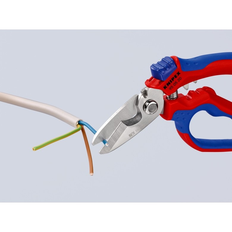 Knipex Forbice da Elettricista Angolata 160 mm - 95 05 20 SB con Impugnatura Bicomponente e Punti di Crimpatura