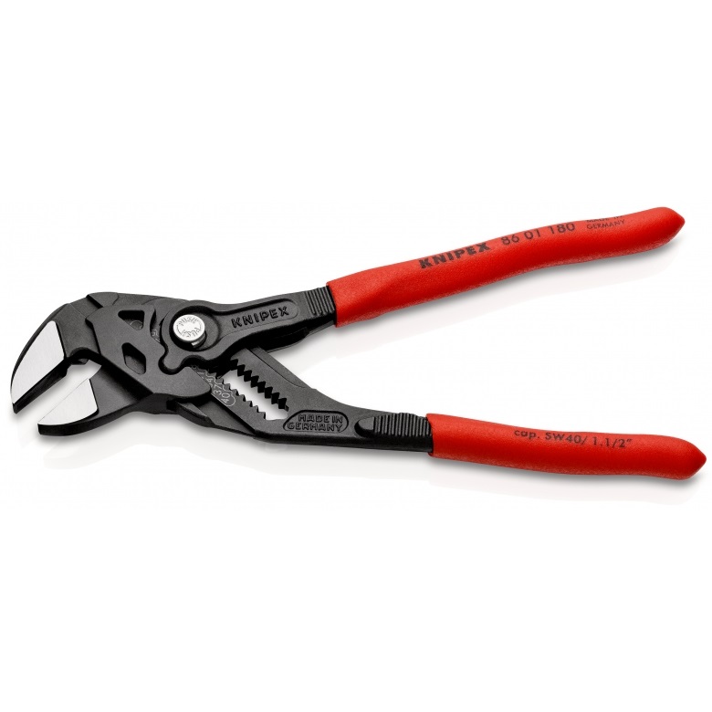 Knipex Pinza Chiave Regolabile 180 mm - Combinazione di Pinza e Chiave, Apertura Massima 40 mm, Superfici Lisce