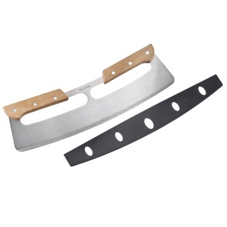 Westmark Tagliapizza Mezzaluna Pro in Acciaio Inox e Legno - 12x35 cm, Facile da Usare e Sicuro