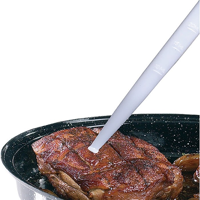 Westmark Pompetta per Arrosto in Plastica con Spazzolino di Pulizia - Lunghezza 28 cm, Capacità 30 ml, Rosso/Trasparente