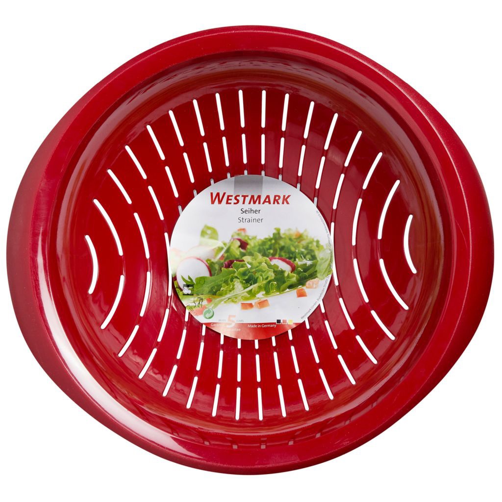 Westmark Scolapasta/Colabrodo Rosso 25 cm con Manici Incassati, Senza BPA