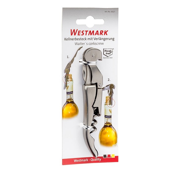 Westmark Cavatappi Profi Waiter in Acciaio Inossidabile con Coltello da Sommelier Integrato - Argento, 12 x 2 cm