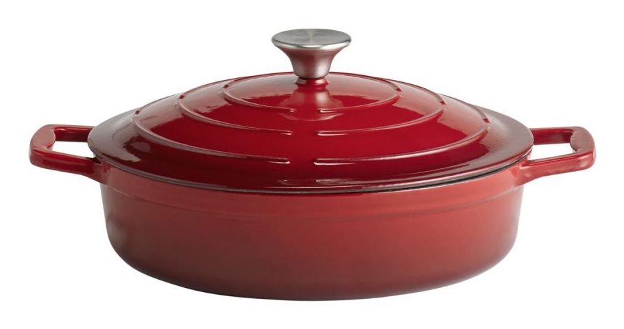 APS Rostiera in Ghisa Smaltata 5 STARS Rosso Ø 28 cm, 3 Litri, Adatta per Induzione e Forno con Coperchio