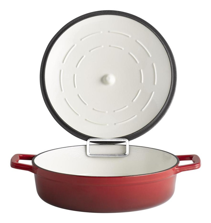 APS Rostiera in Ghisa Smaltata 5 STARS Rosso Ø 28 cm, 3 Litri, Adatta per Induzione e Forno con Coperchio
