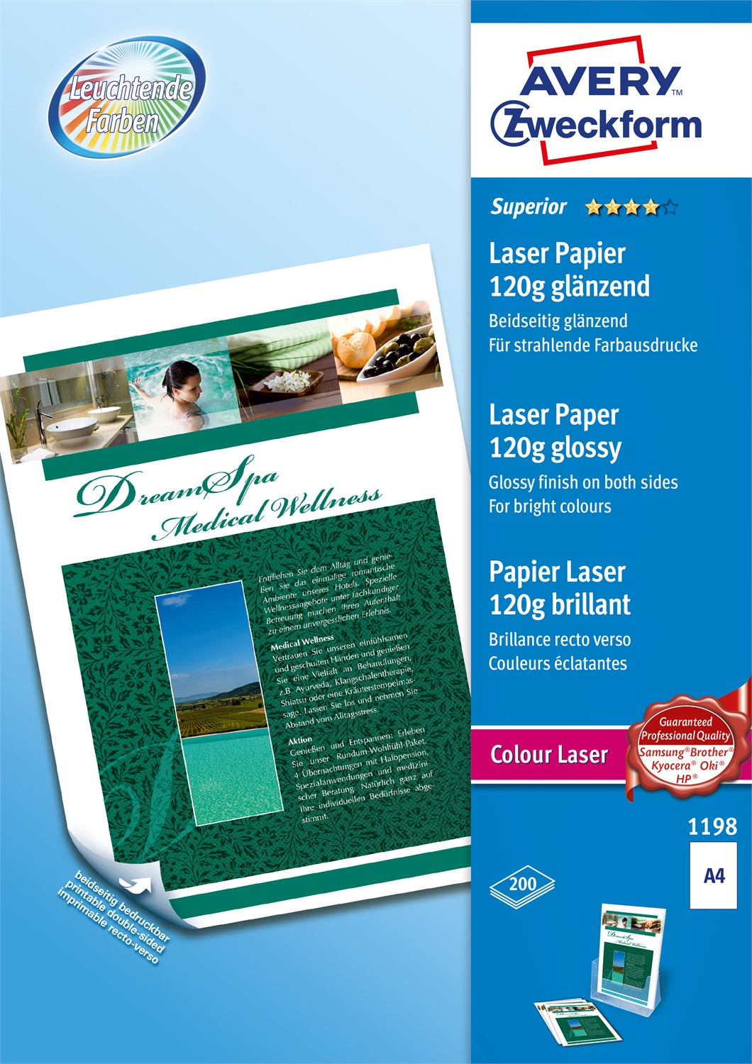 Avery Carta Fotografica Lucida A4 120 g/m² - 200 Fogli - Instant Dry Technology - FSC Mix Credit