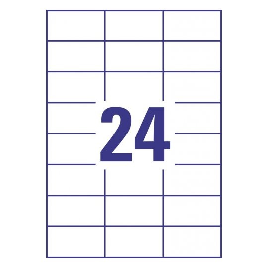 Avery L4718-20 Etichette Adesive Permanenti in Poliestere Bianco 70 x 37 mm - 24 Etichette per Foglio, 20 Fogli, Resistenti all'Acqua e agli Oli
