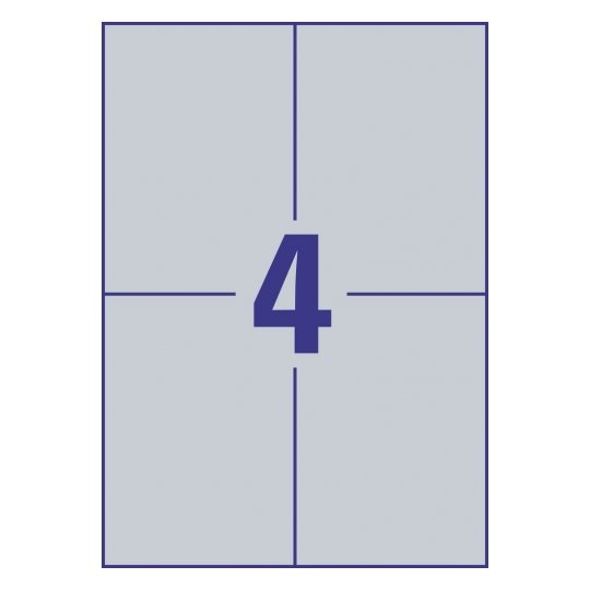 Avery L6134-20 Etichette in Poliestere Argento 105 x 148 mm - Autoadesive, Resistenti all'Acqua e ai Raggi UV, 20 Fogli A4