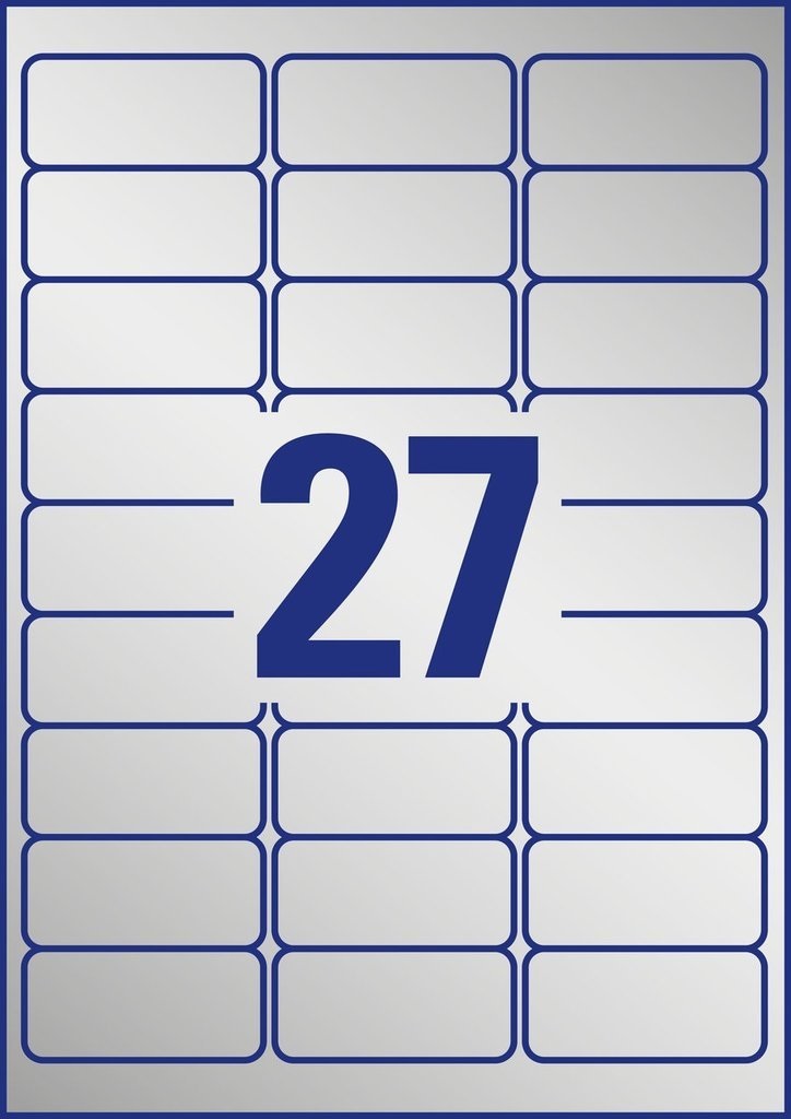 Avery L6011-20 Etichette Adesive in Poliestere Argento Permanenti 63,5 x 29,6 mm - Confezione da 20 Fogli A4