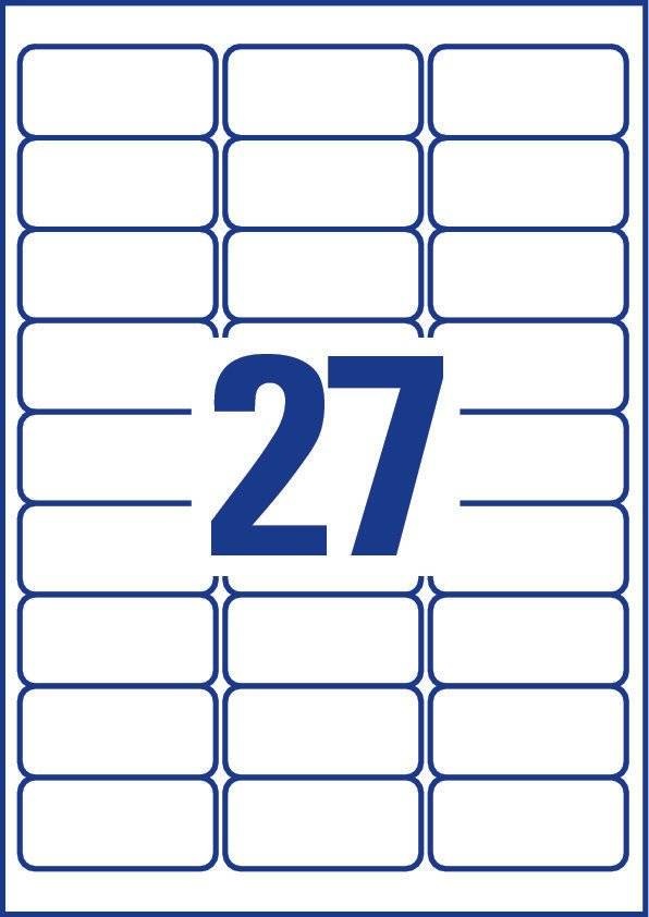 Avery L6114-20 Etichette Adesive Antimanomissione in Poliestere Bianco, 63,5 x 29,6 mm, 27 Etichette per Foglio, 20 Fogli A4, Adesivo Permanente per Stampanti Laser