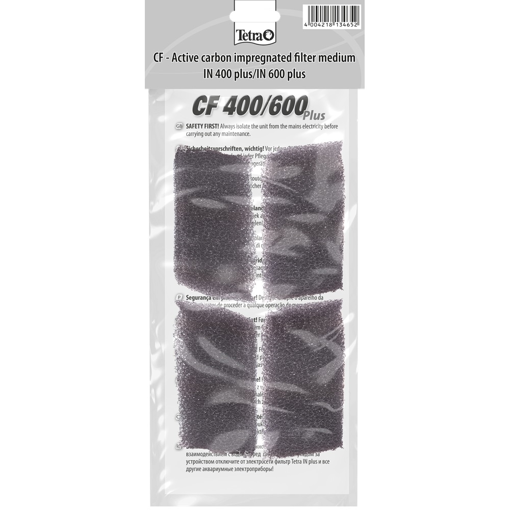 Tetra CF 400/600 Spugna Carbone Attivo - 2 Pezzi, 24 gr, Riduce Odori e Purifica l'Acqua