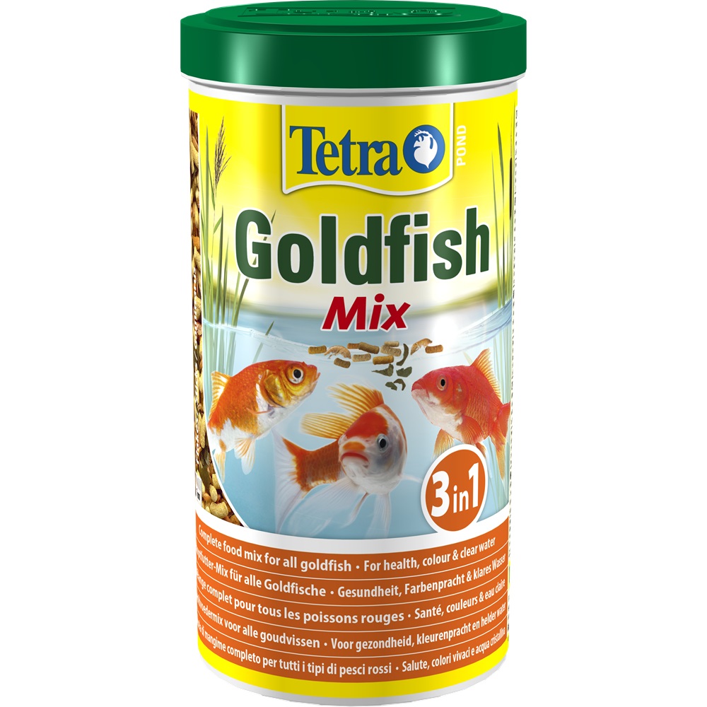 Tetra Pond Goldfish Mix 1 L - Mangime Completo per Pesci Rossi da Laghetto con Fiocchi, Stick e Spirulina