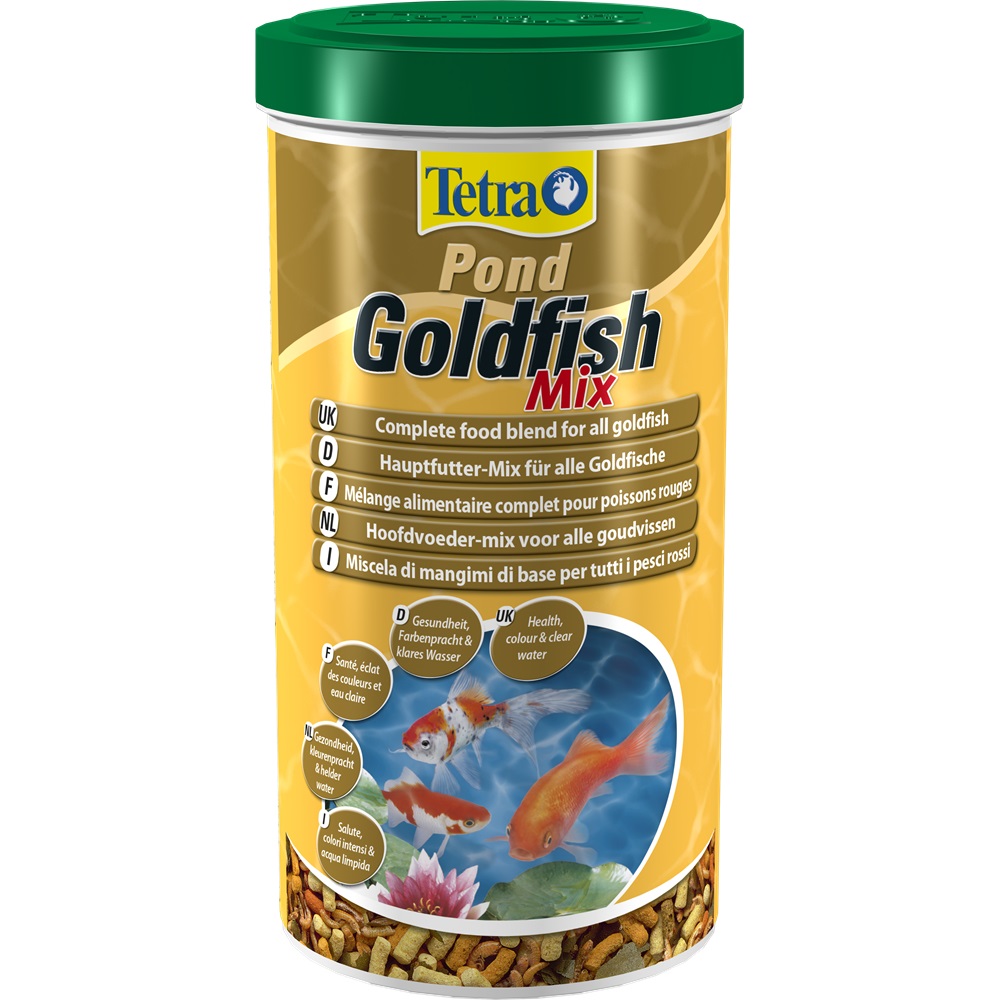 Tetra Pond Goldfish Mix 1 L - Mangime Completo per Pesci Rossi da Laghetto con Fiocchi, Stick e Spirulina