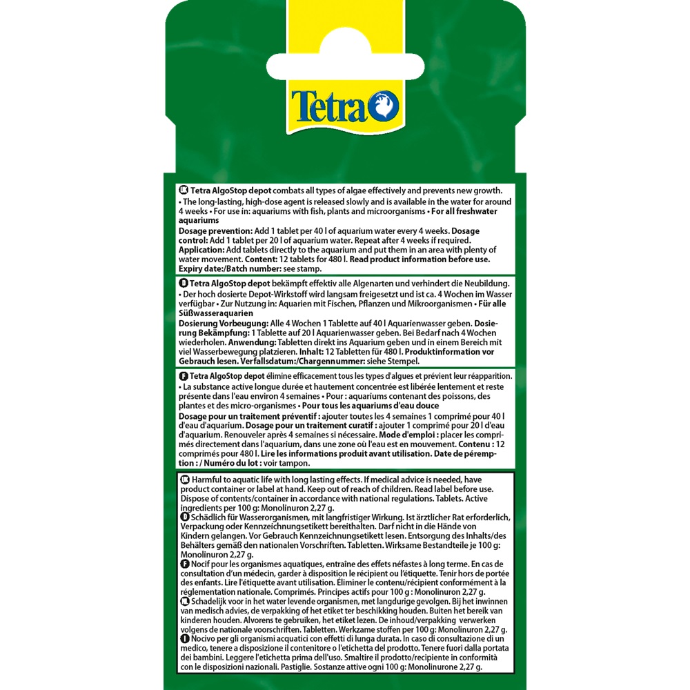 Tetra AlgoStop depot - 12 Compresse per la Prevenzione delle Alghe in Acquari d'Acqua Dolce, Effetto a Lungo Termine