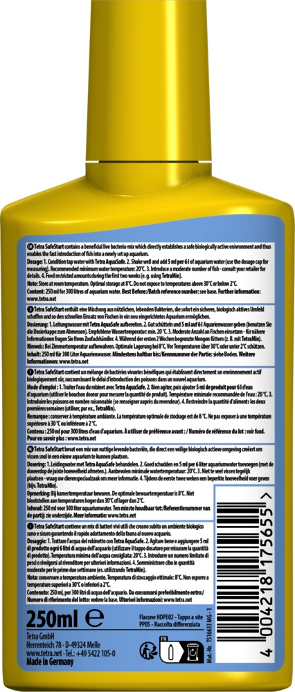 Tetra SafeStart 100 ml - Attivatore per Acquari, Consente di Introdurre i Pesci Immediatamente, Velocizza Stabilizzazione e Previene Picchi Tossici