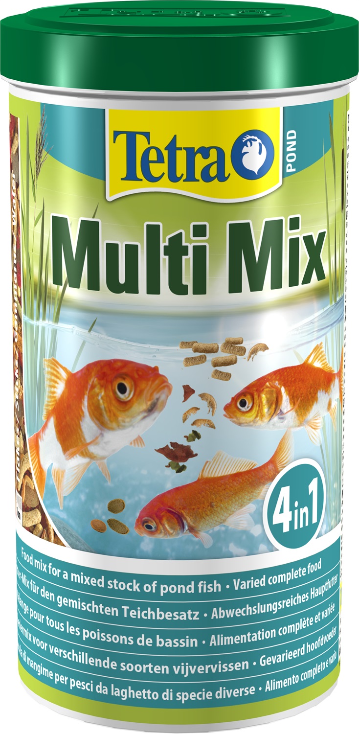 Tetra Pond Multi Mix 4L - Miscela alimentare completa per pesci da laghetto con fiocchi, stick, wafer e gammarus