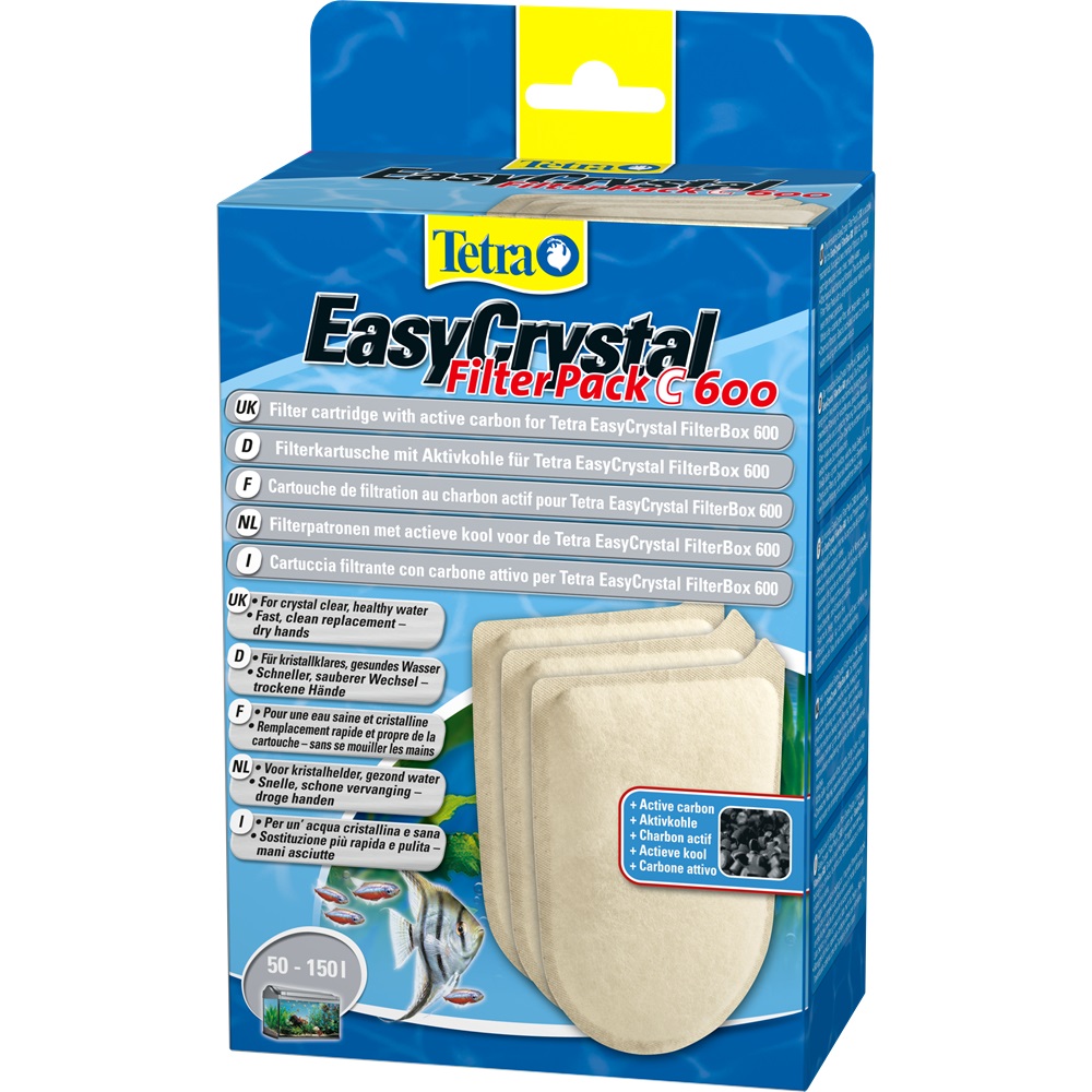 Tetra EasyCrystal C600 - Filtro con Carbone Attivo, 3 Pezzi per Acqua Cristallina