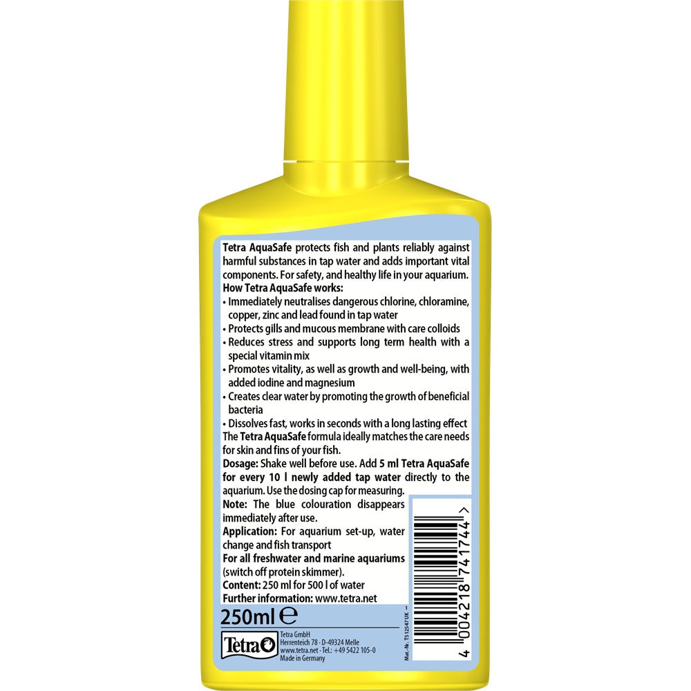 Tetra AquaSafe Condizionatore d'Acqua Liquido 500ml - Trasforma l'Acqua del Rubinetto in Acqua Sicura per Pesci