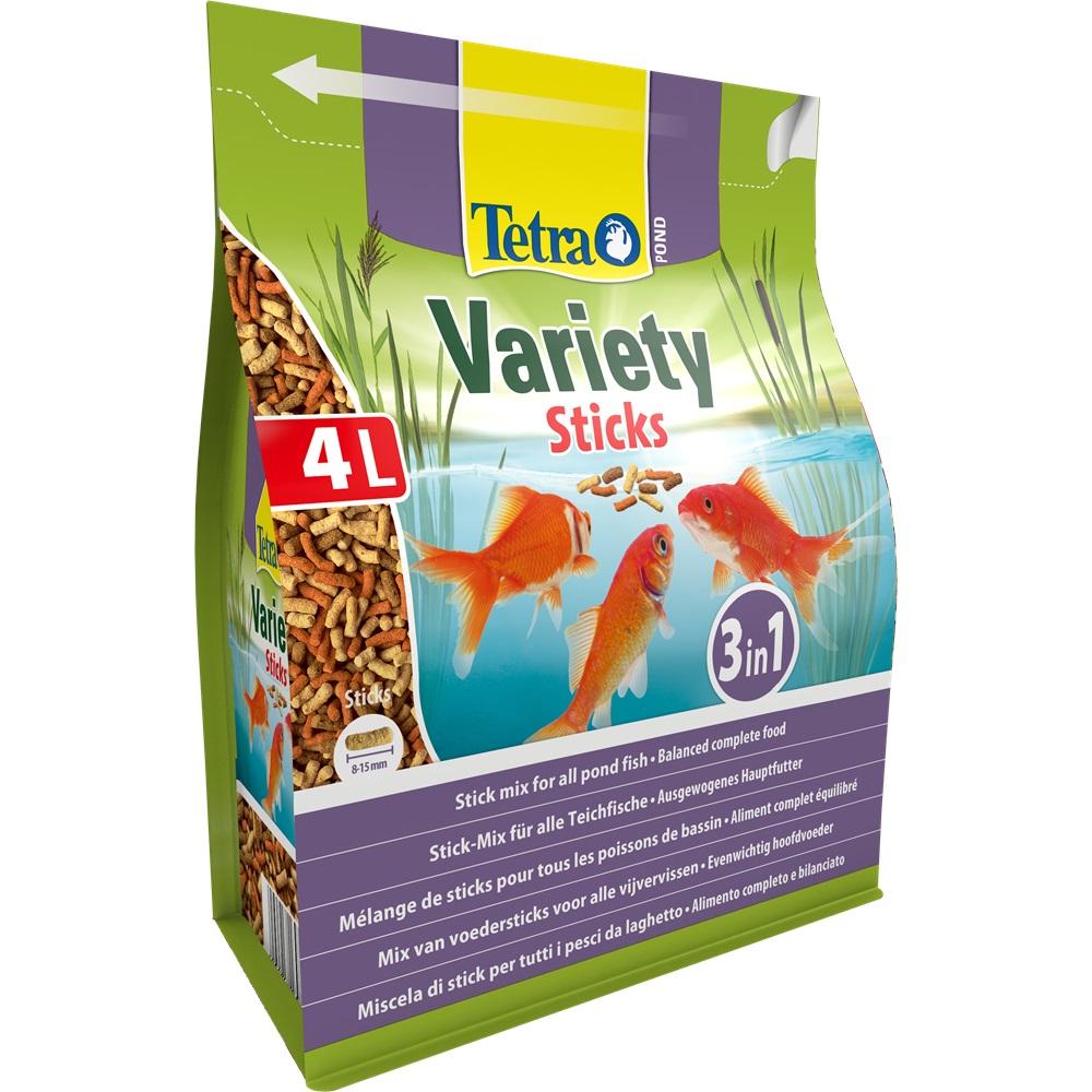 Tetra Pond Variety Sticks 1L - Cibo completo in stick per pesci da laghetto, miscela di tre tipi, nutriente e colorante
