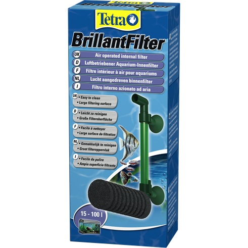 Tetra Brillant Filter - Filtro Interno ad Aria Meccanico e Biologico con Cartuccia Filtrante in Spugna per Acquari fino a 100 litri