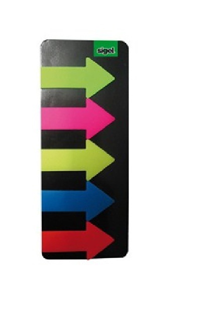 Sigel HN600 Segnapagina Film Antistrappo Big Arrow - 125 Fogli, 5 Colori (Verde, Azzurro, Rosa, Fucsia, Giallo)